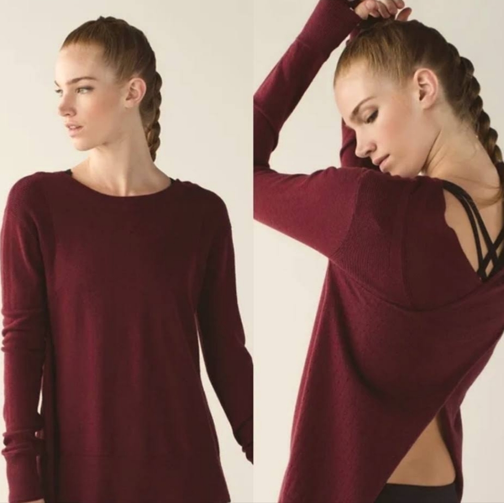 EUC Lululemon Sunset Savasana pullover wine berry size 6
